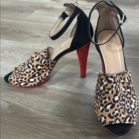 Loeffler Randall Ponyhair Animal Print Heels with Red Heel - Picture 6 of 9